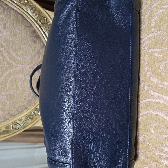 Brighton Dark Blue Leather Shoulder Bag Raven Soft Satchel with Heart Accent - Picture 4 of 9